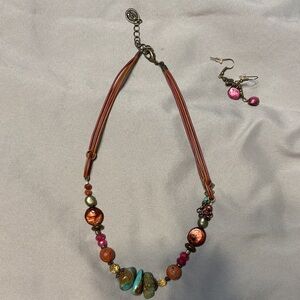 Elegant Multicolor Beaded Necklace and Earring Set